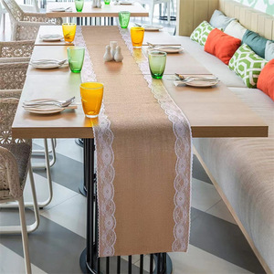 Chemins <span class=keywords><strong>de</strong></span> <span class=keywords><strong>table</strong></span> en toile <span class=keywords><strong>de</strong></span> jute avec dentelle 12 x 72, en jute rustique, magnifique tissu en toile <span class=keywords><strong>de</strong></span> jute pour tables <span class=keywords><strong>de</strong></span> mariage, décorations champêtres vintage et romantiques - Product Image 6