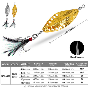 Señuelo de Pesca Artificial Metálico VIB Tipo Cuchara en Colores Dorado/Plateado, 3.5g 5g 7g 10g 15g - Product Image 5