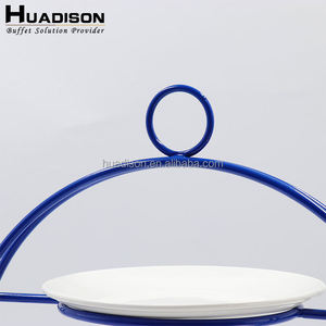Huadison équipement de restauration <span class=keywords><strong>Buffet</strong></span> outils de gâteau de mariage plateau d'affichage en céramique support de gâteau en céramique de mariage présentoir à 3 niveaux - Product Image 4