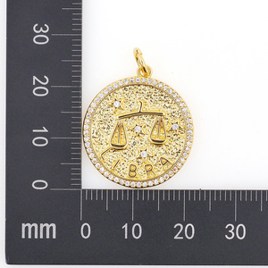 Moda Retro doce constelaciones collar redondo colgante accesorios chapado en oro cobre circón signos del zodiaco joyería impermeable - Product Image 6
