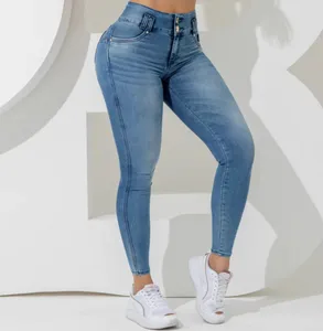 Calça jeans feminina levanta bumbum, fashion, slim fit, retrô, cintura alta, para mulheres