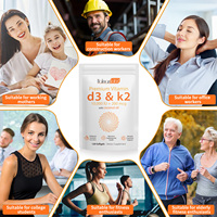 Complément alimentaire personnalisé de haute qualité Hatmanlabs, vitamine D3 K2 en gélules molles, vitamine D3 K2 pour soutenir la nutrition avec de l'huile de noix de coco