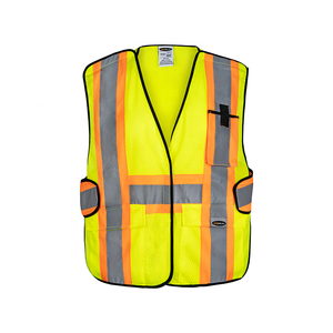 Logo personnalisé 5-Point Breakaway Lime Gilet de sécurité réfléchissant avec garniture contrastante - Product Image 5