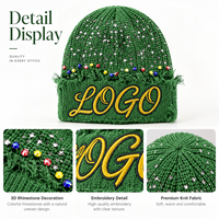Bonnet tricoté chaud DYMF tendance avec strass et ourlet déchiré, motif logo brodé personnalisé, casquette d'hiver
