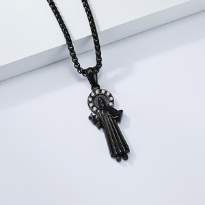 St Benedict Pendant Necklace <b>Titanium</b> Steel Religious Charm Unisex Jewelry - Product Image 4