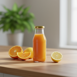 Botella de Jugo de 250 ml con Tapa Dorada de 43 mm, Vaso de Vidrio para Bebidas - Product Image 3