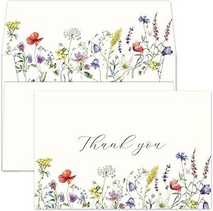Multipack de tarjetas de agradecimiento florales de verano 4x6 con sobres a juego, sobres de pelar y sellar, flores silvestres, bodas, B - Product Image 2