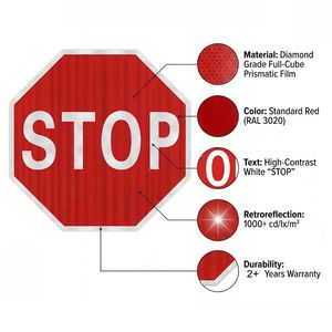 GUANGAN taşınabilir alüminyum dur işareti şantiye geçici park yönetimi için yansıtıcı yol güvenliği trafik işareti - Product Image 3