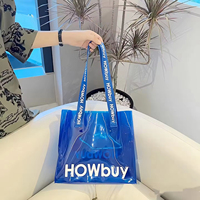 Sac fourre-tout en PVC transparent grand format, imperméable, couleur unie, avec logo personnalisé imprimé, poignée longue et durable, vente en gros d'usine