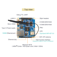 Orange Pi Zero 2 1GB RAM Chip Allwinner H616 Penerima BT Wifi IR Menjalankan Android 10 Ubuntu Debian OS Komputer Papan Tunggal