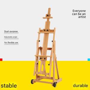 Chevalet <span class=keywords><strong>de</strong></span> studio en bois <span class=keywords><strong>de</strong></span> hêtre finition noyer, robuste, pliable, avec roulettes, hauteur réglable, inclinable, pour <span class=keywords><strong>peinture</strong></span>, modèle HXS - Product Image 1