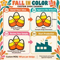 Set Aksesoris Sepatu PVC Motif Bunga Musim Gugur & Labu 7 Buah, Pin Clog Permen Jagung untuk Musim Panen, Grosir