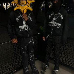 100% algodón de gran tamaño Wide Fit Hoodie DTg Logo Cosido Rayas Diseño Cremallera pesada Sucio Efecto de lavado Sudaderas con capucha - Product Image 3