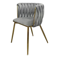 Chaises de salon au design moderne et luxueux, pieds en chrome doré, revêtement en tissu velours, chaises de salle à manger et de salon confortables