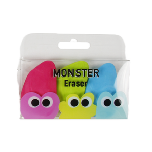 Ensemble de gommes monstre mignon pour enfants 3 couleurs, conception de <span class=keywords><strong>personnage</strong></span> amusante, parfait pour l'école et le bureau - Product Image 2