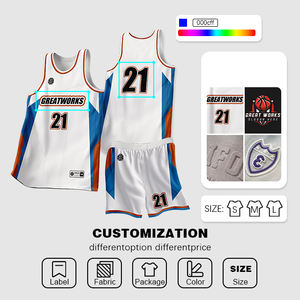 Jersey Basket Poliester Berkualitas Tinggi, Unisex, Dapat Disesuaikan, Cepat Kering, Bernapas, Desain Cetak untuk Dewasa, Nama Tim Kustom - Product Image 5