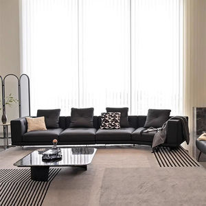 Sofá Seccional Moderno de Tres Plazas Casablanca, Curvo, de Cuero Genuino, Diseño Orgánico Italiano Inspirado en Minottii Dylan para Villa - Product Image 2