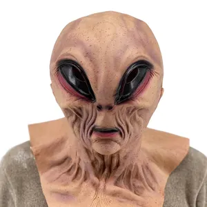 Custom Made Cheap Horror Headgear UFO Props Alien Mask Haunted Facemask Secret Room Dress up Escape Halloween for Party Latex