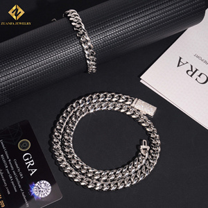 Wholesale Price 10MM Moissanite Cuban Link Chain Necklace&Bracelet <b>Men</b> Hip Hop Iced Out Vvs Diamond 316L Man Cuban Bracelet - Product Image 4