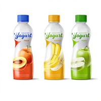 Étiquettes thermorétractables personnalisées en gros, écologiques, durables, réutilisables et imperméables (autres) pour bouteilles de yaourt, imprimées en enveloppement complet