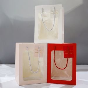 Factory Direct Sale Price Clear Laser PVC Transparent Tote Hand Bag Pink White Flower <b>Gift</b> Bags for Birthdays - Product Image 2