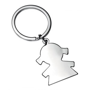 Porte-clés en métal One Girl, forme puzzle argentée, accessoire pour clés - Product Image 1