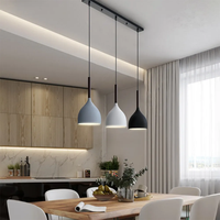 Lampe suspendue en fer forgé naturel à longue tige, style dôme, multicolore (noir, blanc, gris) E27, pour îlot de cuisine, vente en gros Zhongshan