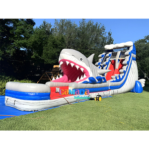 Toboggan aquatique gonflable commercial en forme <span class=keywords><strong>de</strong></span> requin pour enfants, grand château gonflable pas cher, trampoline, château gonflable pour adultes, grand - Product Image 4