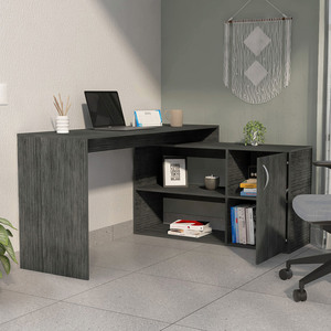 Smokey Oak 2-Regal L-förmiger Schreibtisch - Product Image 2