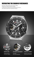 CURREN 8486 Nouvelle montre automatique étanche pour homme, grand modèle, lumineuse, élégante, mécanique, cadran squeletté unique, bracelet en métal