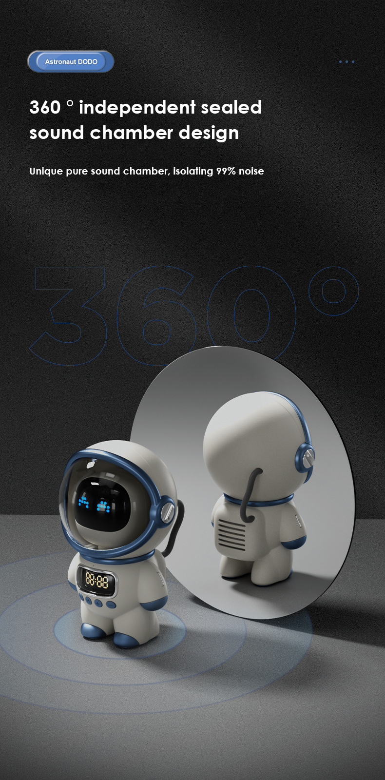 De Astronaut Speaker AI Intelligent Voice Speaker Klok Klein