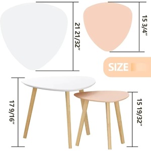 Modern minimalist <b>bamboo</b> nested triangular coffee <b>table</b> set (2 coffee <b>tables</b> for living room furniture) - Product Image 2
