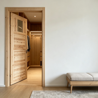 Homestay Project Solid Cedar Timber Interior Glass Door Original Wood Grain Solid Wood Door