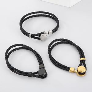 2024 New Design Wholesale Custom Stainless Steel Engraving Braided Leather Bracelet <b>for</b> <b>Men</b> Women - Product Image 3