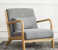 Fauteuil individuel moderne et décontracté avec cadre en bois massif durable et tissu pour cafés, balcons, salon, meubles