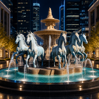 Fontaine d'eau extérieure multi-niveaux QUYANG, grande sculpture de cheval en bronze coulé de style européen, pour manoir et cour