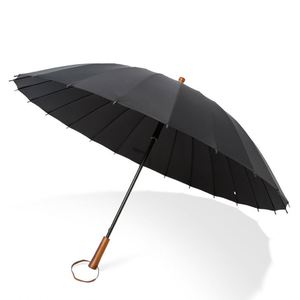 Paraguas de golf antiviento de fibra de vidrio con mango largo de madera de 16 varillas, apertura automática, logotipo con impresión UV y protección para viajes - Product Image 6