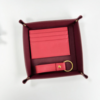 Plateau de rangement de bureau pliable carré en cuir Saffiano microfibre populaire pour clés, portefeuille, pièces de monnaie et accessoires