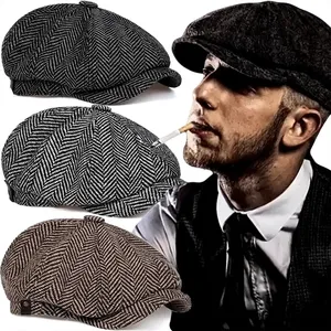 Klassische Vintage Retro Tweed 6-Panel Winter Outdoor Unisex Flatcap mit Schirm - Product Image 2