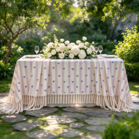Nappe à rayures cœurs pastel sur mesure, Housse de table à rayures cœurs mignons pour Baby Shower, Fête et Décoration de table à manger