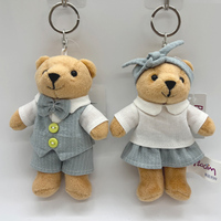 Mini porte-clés ours en peluche mignon personnalisé avec tenue, pendentif poupée, cadeau pour les fêtes, vente en gros