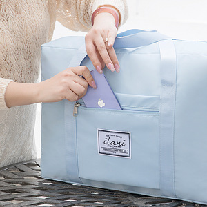 Twill Travel Bag Pink Blue Gray Navy <b>Large</b> Capacity Waterproof For Trip Moving Packing Clothing Luggage Quilts Household Items - Product Image 3