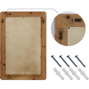 Miroir mural rectangulaire PARISLOFT avec cadre en bois sculpté, miroir en bois antique, miroir à cadre en bois pour salon, chambre, cuisine - Product Image 5