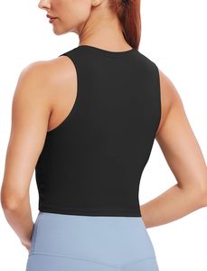 Wholesale Womens Breathable Removable Padded Yoga Tank <strong>Tops</strong> Sleeveless Fitness <strong>Crop</strong> <strong>Tops</strong> Knitted Sports Bras Workout Custom Logo - Product Image 2