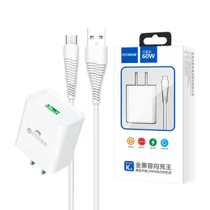 Peston Draagbare Telefoon Qc3.0 Usb 22.5W Type C Snelle Muur Oplader Power Datakabel Oplader Enkele Usb-Poort Thuis