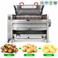 Borstelroller Cassave Schoonmaken Fruit Groente Wasmachine Elektrische Gember Aardappel Was-En Schilmachine