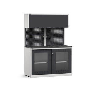 Muebles modulares Fami GARAGE033 con encimera de goma y armario Puerta de policarbonato, 1428mm - Product Image 1
