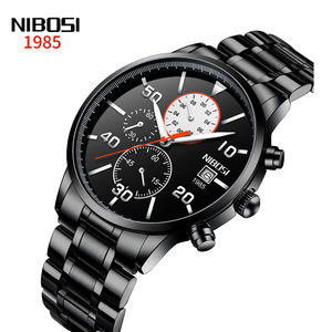 Pour NIBOSI 2391 hommes Original affaires chronographe montre-bracelet à Quartz 44mm boîtier en acier 20mm verre lumineux alliage cuir Shanghai - Product Image 6