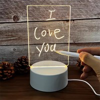 Veilleuse LED moderne avec tableau d'affichage DIY 3D créatif, stylo réinscriptible, tableau d'affichage en acrylique vierge, alimentation par prise, lampe de nuit