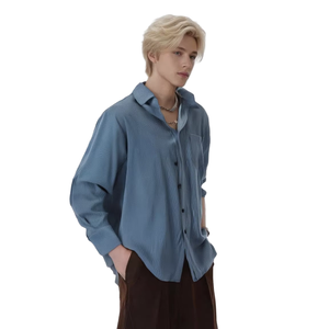 Camisas Aqua Transpirables de Manga Corta con Cuello Mao y Botones, Estampado Digital Personalizado para Primavera: Refrescantes y Definición Casual - Product Image 2